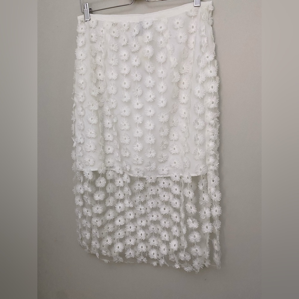 Anthropologie White Daisy Lace Midi Skirt - Picture 6 of 7
